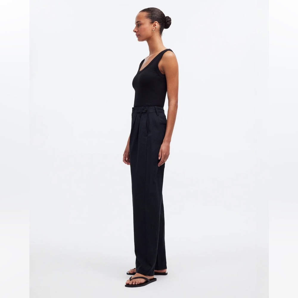 Madewell Harlow Wide Leg Pant True Black Linen Cotton Sz 6 NWT - Picture 14 of 16